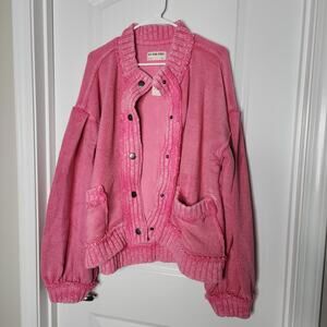 XL | Free People | NWT We The Free Cute in This Cardi Cardigan Sweater Hot Pink